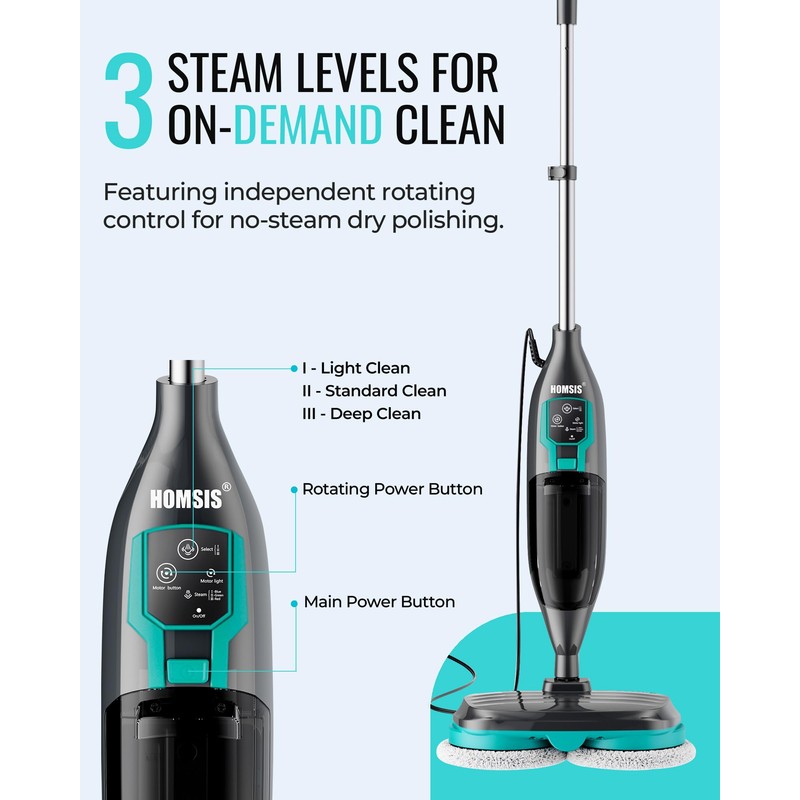 Steam Mop Floor Steamer Scrubber: Hardwood Tile Laminate and Vinyl