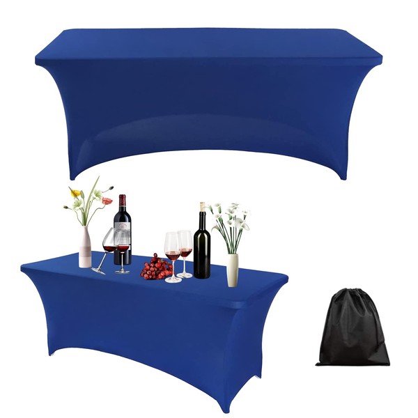 LOVWY 2 Pcs Stretch Spandex Table Covers 6ft Fitted Rectangular
