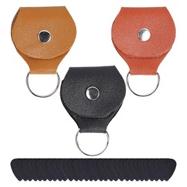 Acpetdr 3 Pieces Guitar Pick Keychain Holder, PU Leather Guitar Pick Holder Keychain Bag Plectrum Keychain Case for Guitar Players