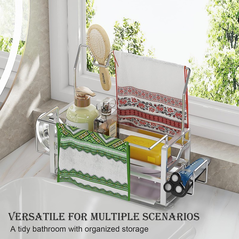 Kloahmo 304 Stainless Steel Rustproof Kitchen Sponge Holder - Suction