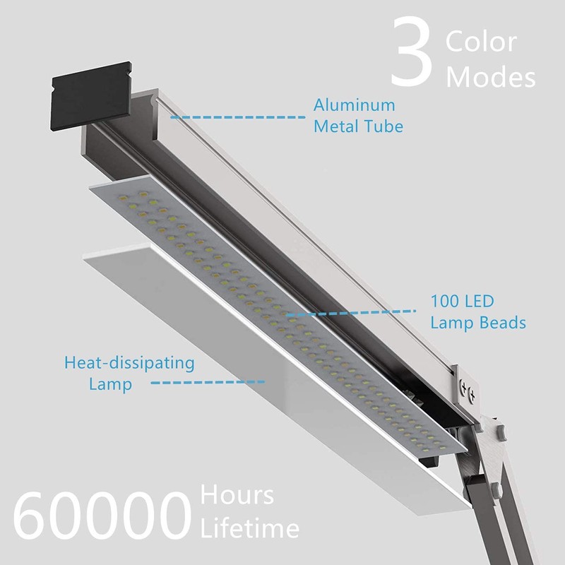 LED Desk Lamp, BZBRLZ Metal Swing Arm Lamp, Eye-Caring Architect