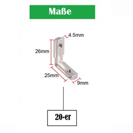 Bohaner T Slot T-Nut Inner Angle Aluminium Profile Angle Angle 90° L-Shape Outer Angle Inner Corner Connector Corner Connector Profile Connector Zinc Alloy Brackets with Screws (40, EU-2020 M5x Groove