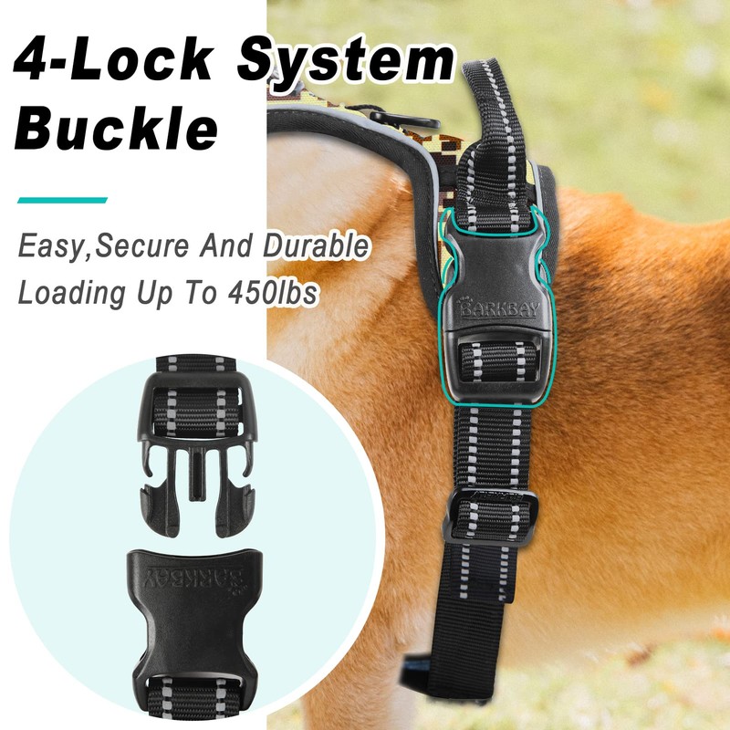 BARKBAY No Pull Dog Harness Large Step in Reflective Dog