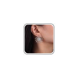 Aneneiceera Boho Crystal Sunburst Earrings Gold Rhinestone Sun Stud Earrings Vintage Sun Spike Earrings CZ Art Deco Earrings Jewellery for Women (Gold), Zinc