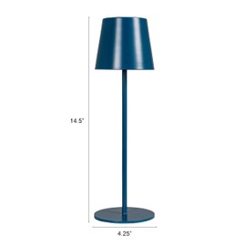 Bloomingville Metal LED Rechargeable Table Lamp with Touch Sensor, Navy Blue