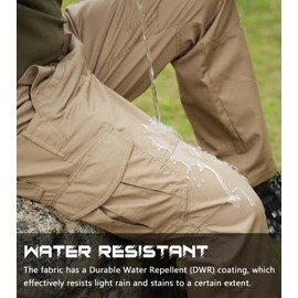 SPOSULEI Mens Tactical Pants Lightweight Ripstop Cargo Work Pants Waterproof Hiking Military Army Pants with Pockets Outdoor Apparel Dark Khaki 42Wx30L