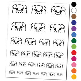 Peeking Pig Temporary Tattoo Water Resistant Fake Body Art Set Collection - Yellow (One Sheet)