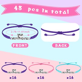 Sureio 48 Pulseras de Gimnasia para Regalar Pulseras Trenzadas de Cuerda Ajustable Regalos de Navidad Joyas de Gimnasia Suministros para Fiestas de Gimnasia para Gimnastas(Color Clásico)