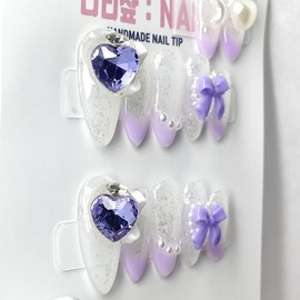 Bora Princess's Dignity Handmade Nail Tips - Stiletto / 보라 공주의 품격 수제네일팁 - 스텔레토