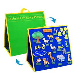 Foldable Felt Board for Toddlers, Double Sided Flannel Board Stories for Preschool, Early Learning Interactive Storytelling Felt Board Story Sets for Classroom (Including 63 Animal Felt Story Pieces)