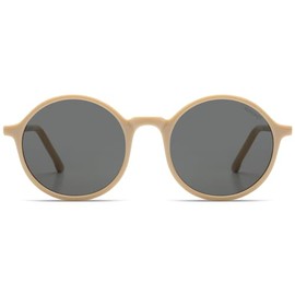 KOMONO Madison Almond Unisex Round Cellulose Propionate Sunglasses for Men and Women with UV Protection and Scratch-Resistant Lenses