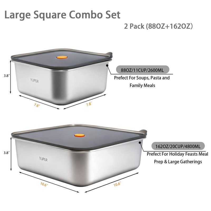 YUPER Stainless Steel Food Containers, Meal Prep Containers, Bacon Cheese