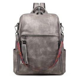 FADEON Backpack Purse for Women, Designer Ladies Vegan Leather Shoulder Bag, Fashion Roomly Travel Backpack Purses