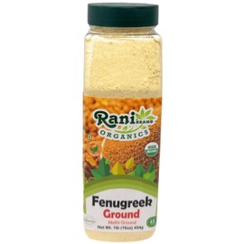 Rani Organic Fenugreek (Methi) Seeds Ground Powder 16oz (1lb) 454g Jar, Trigonella foenum graecum ~ All Natural | Vegan | Gluten Friendly | Non-GMO | Kosher | Indian Origin | USDA Certified Organic
