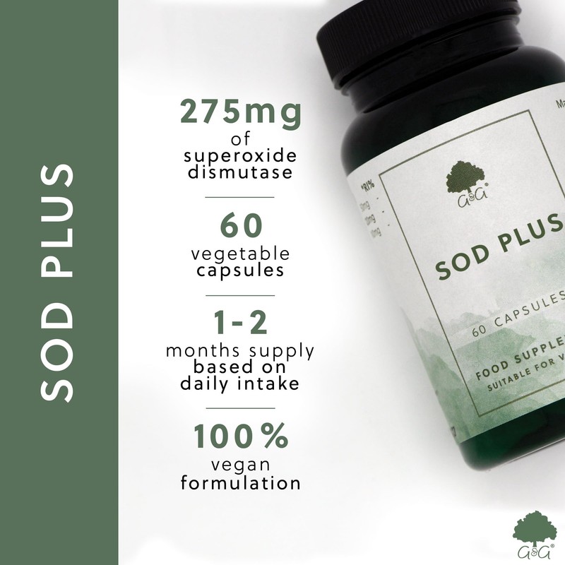 SOD Plus (Superoxide Dismutase) Capsules 275mg - Antioxidant Blend with