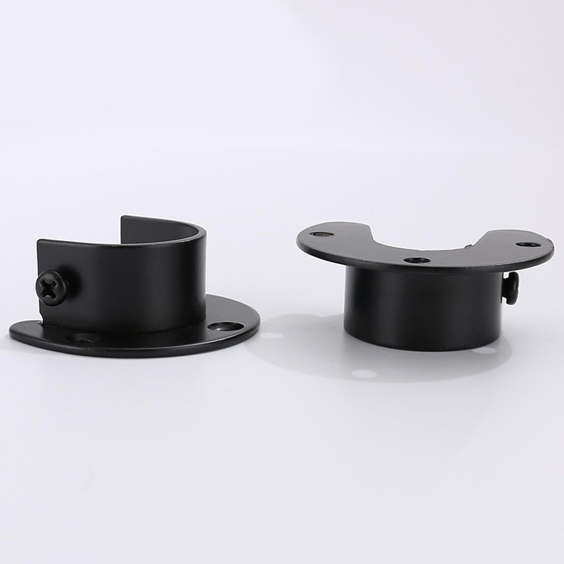 Voittozege 6 Pcs Heavy Duty Closet Rod Bracket, Black U-Shaped