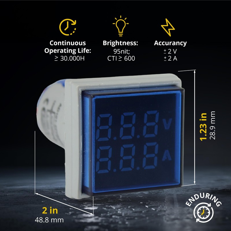 LED Voltage Display Panel Mount Volt Amp Meter, AD101-22VAMS 22mm