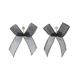 Crystal Bow Earrings for Women Black Ribbon Bowknot Stud Earrings Clear Rhinestone Earrings Tiny Bow Tie Ribbon Dangle Earrings Christmas Birthday Jewelry for Women