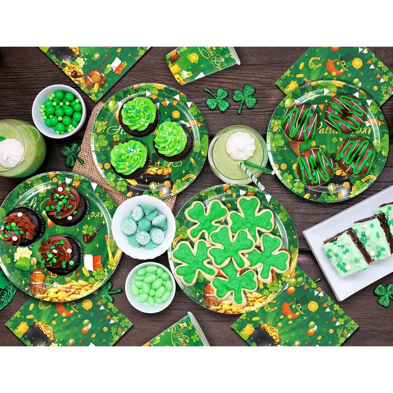 72 Pcs St.Patrick Day Party Tableware Set Include Green Shamrock