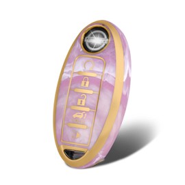 WORCAS for Infiniti 5 Buttons Key Fob Cover, TPU Smart Key Fob Case Compatible with Nissan Altima Rogue Sentra Pathfinder Maxima Titan Murano Versa Armada GTR 370Z(Peach Pattern)