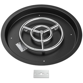 Skyflame Round Fire Pit Burner Pan Fire Bowl with Burner Ring - Drop-in Style - Made of SUS 304 Stainless Steel - 19 inch