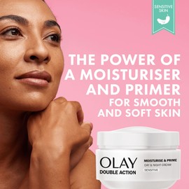Olay Olay Double Action Moisturise & Prime, Day And Night Cream For Sensitive Skin, For 24H Hydration,50ml