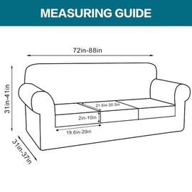 Turquoize 4 Piece Couch Covers for 3 Cushion Couch Sofa Pet Friendly Stretch Couch Cover for Dogs Washable Sofa Covers with Individual Couch Cushion Covers, Jacquard Fabric (3 Cushion Sofa, Taupe)
