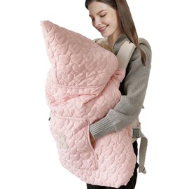 Winter Baby Carrier Cover Stroller Cover -Warm Thicker Hooded Stretchy Cloak Hooded Reversible, Cloak Kangaroo Hoodie for Mom Baby, Suit for All Seasons-Light Pink