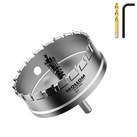 Mollom (4''|101.6mm) Heavy Duty Carbide Hole Saw with 2 Pilot Drill Bits, Hole Cutter cuts Stainless Steel, mild Steel, Iron, Copper, Brass, Plastic