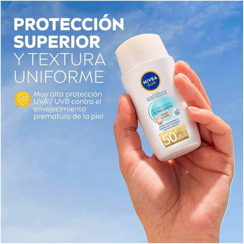 Protector Solar Facial NIVEA SUN Fluido Diario Tono Claro +