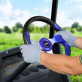AIPSET Universal Golf Cart Steering Wheel Compatible with EZGO TXT, RXV/Club Car DS, Precedent, Tempo/Yamaha, 12.5 Inch Classic Steering Wheel with PVC Leather Grip