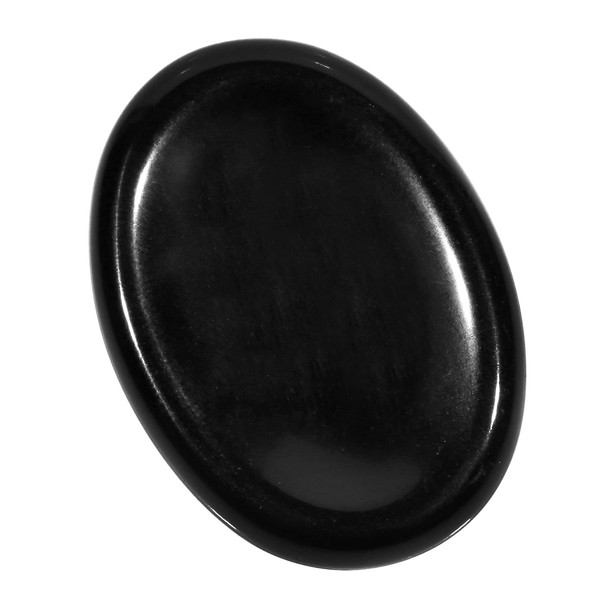 Amogeeli 2pcs Oval Thumb Worry Crystal for Stress and Anxiety, Polished Palm Pocket Stone for Meditation, Black Obsidian Stone, 1.34 Inches