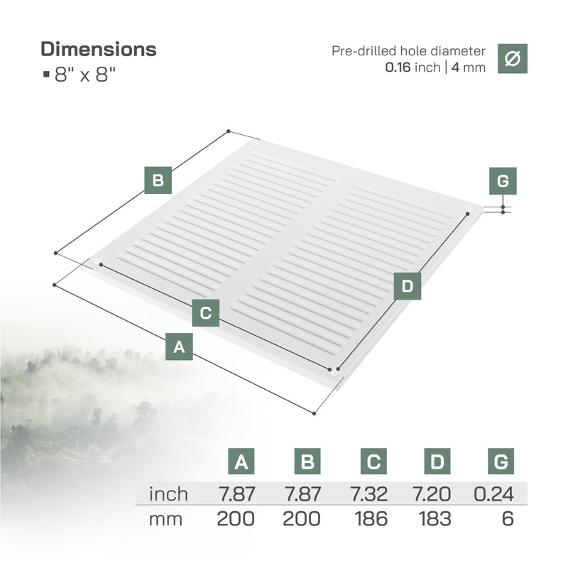 Vent Systems 200 x 200 mm / 8" x 8"