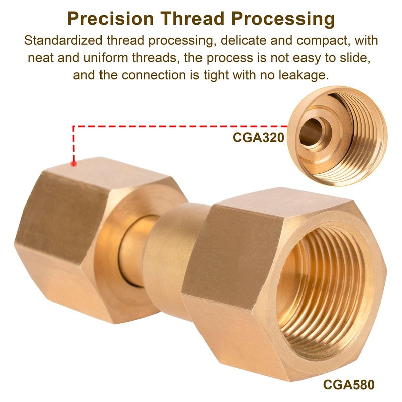 GRYVOZE CGA-320 to CGA-580 Adapter, Carbon Dioxide Bottom to Argon
