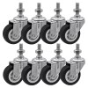 FactorDuty 8 Pack 2 Inch Stem Caster Swivel Black Polyurethane