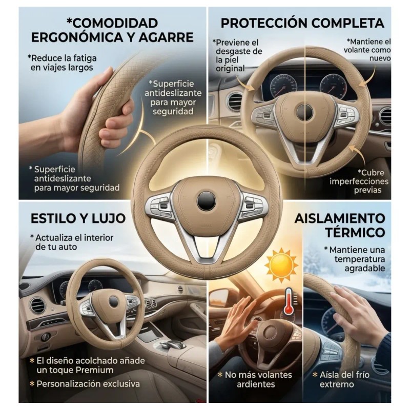 Funda Cubre Volante Filo Cromo Gama Alta Forma Redondo 38cm