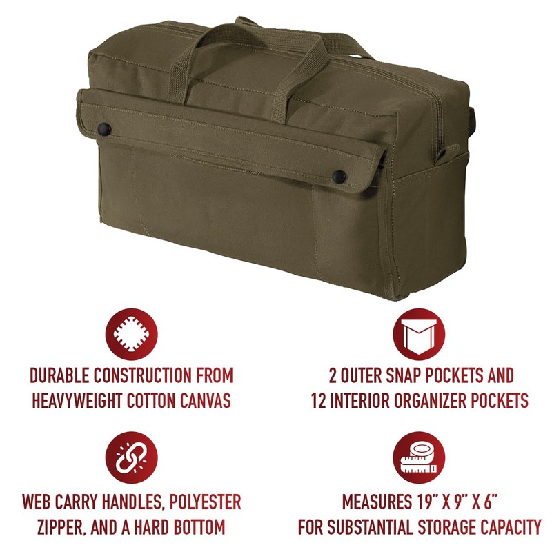Rothco Canvas Jumbo Mechanic Tool Bag, Olive Drab