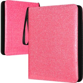 9 Pocket Card Binder Glitter - 1080 Double Sided Pocket PU Premium Zip Trading Card Binder Collectible Card Albums for MTG, TCG, Sports Cards, Game Cards Pink
