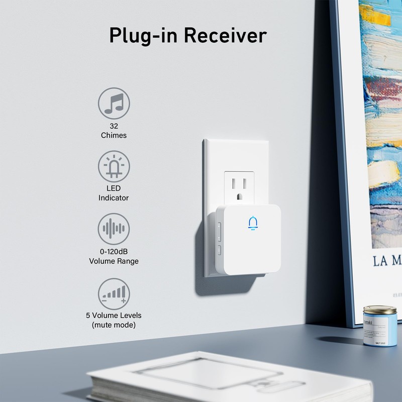 SECRUI Doorbell, Hassle-Free Install Door Bells, Wireless Range up to