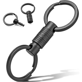 FEGVE Titanium Key Chain Connector Detachable 360 Degree Rotation Car Key Holder for Men’s Shedding Prevention Releaser with Key Ring, black (1 piece)