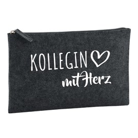 Huuraa Kulturbeutel Kollegin mit Herz Geschenk 1 Liter Charcoal Filz Kollegin Geschenkidee