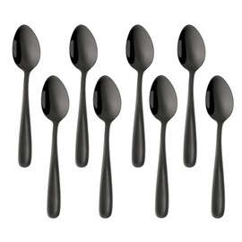 BISDARUN Teaspoons Espresso Spoons Black 18/10 Stainless Steel Set of 8 Small Coffee Spoons Dessert Spoons 13.5 CM/5.3 Inches