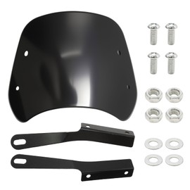 Ollanoos Universal Motorcycle Windshield, Windscreen Deflector, for 5"- 7" Headlights Motorcycle (Black)