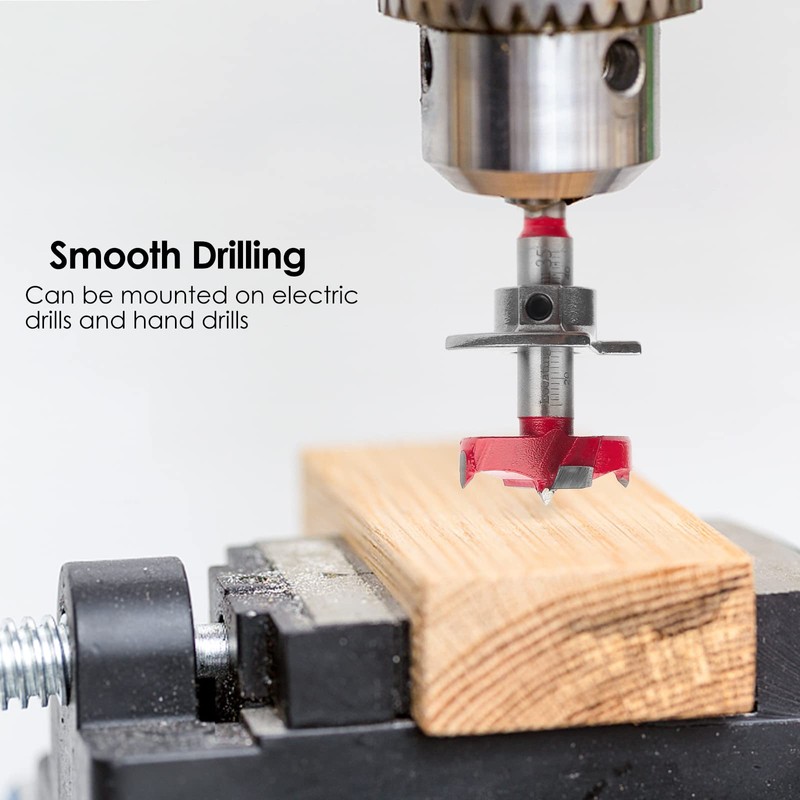 BAIDETS Forstner Drill Bit Set 5-Piece - Adjustable Positioning Drill,