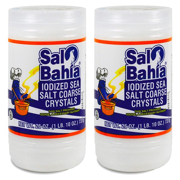Sal Bahia Iodized Sea Salt Canister, 26 oz (2 packs)