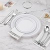 BESTVIP 350 PCS Silver Dinnerware Set for 50 Guests, Plastic