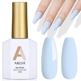 AILLSA AILLSA Pastel Blue Gel Nail Polish Macaron Baby Blue Gels Polish Bright Spring Summer Colors Cotton Candy Nail Polish Gel Soak Off U V for French Manicure Salon DIY Holiday 0.5 Fl Oz GB82