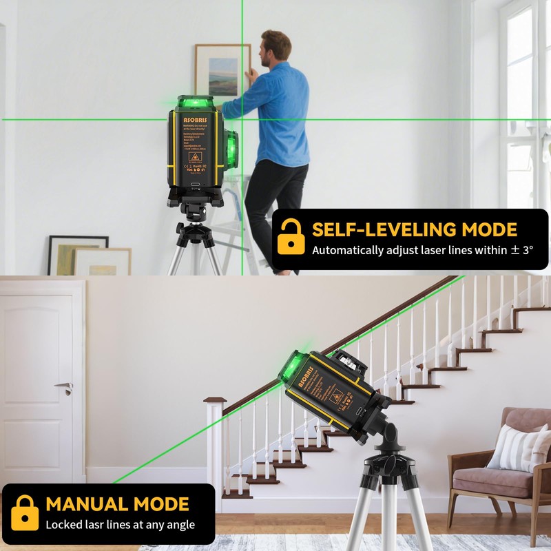 Laser Level 4x360° Self Leveling with Tripod & LCD Touch
