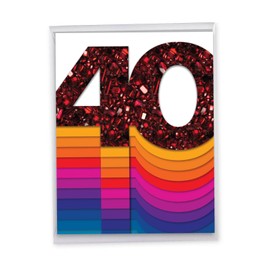 The Best Card Company - 40th Big Happy Milestone Anniversary Congratulations Notecard 8.5 x 11 (Not Foil, Layered, or 3D) Bold Milestones 40 J6110BANG
