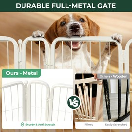 FXW Dog Gate Extra Wide Designed for Indoor Use, Adjustable Width Up to 219-inch Wide (32" H 8 Wire Panels for Small and Medium Dogs), White